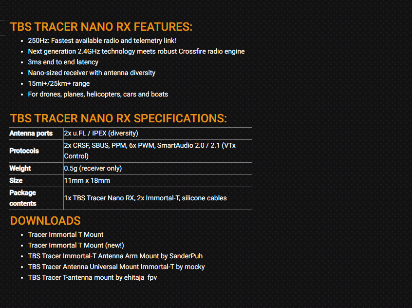 2026 TBS TRACER NANO RX - FPV  - Tbs Fpv Tracer recension och pris