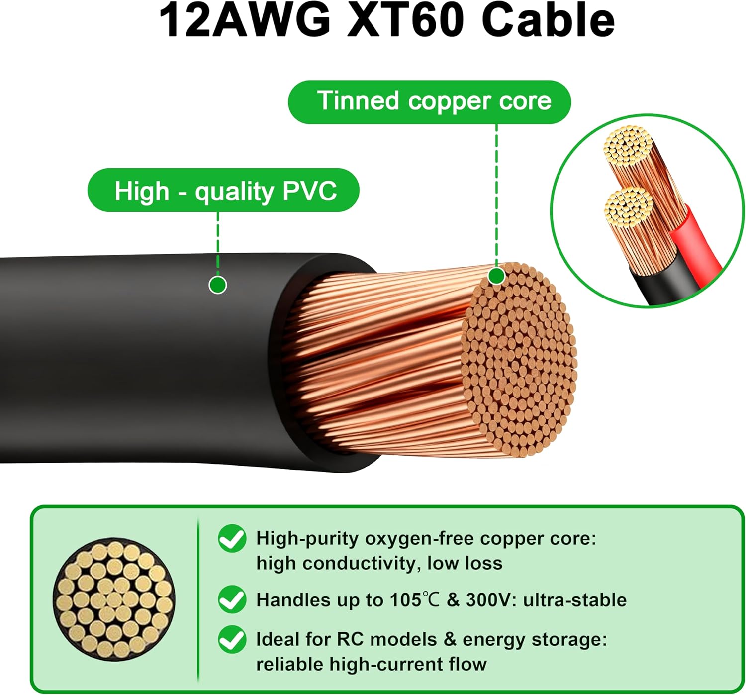 JMUYTOP 3FT 12AWG XT60 Panel M - Drone Battery Connector recension och pris